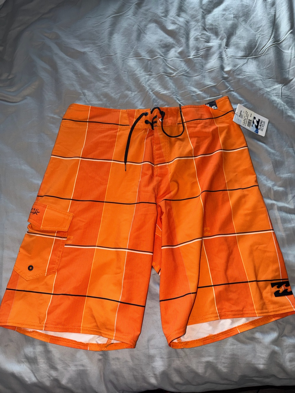 Billabong NWT Orange and Black Striped Boardshorts sz36-Men’s